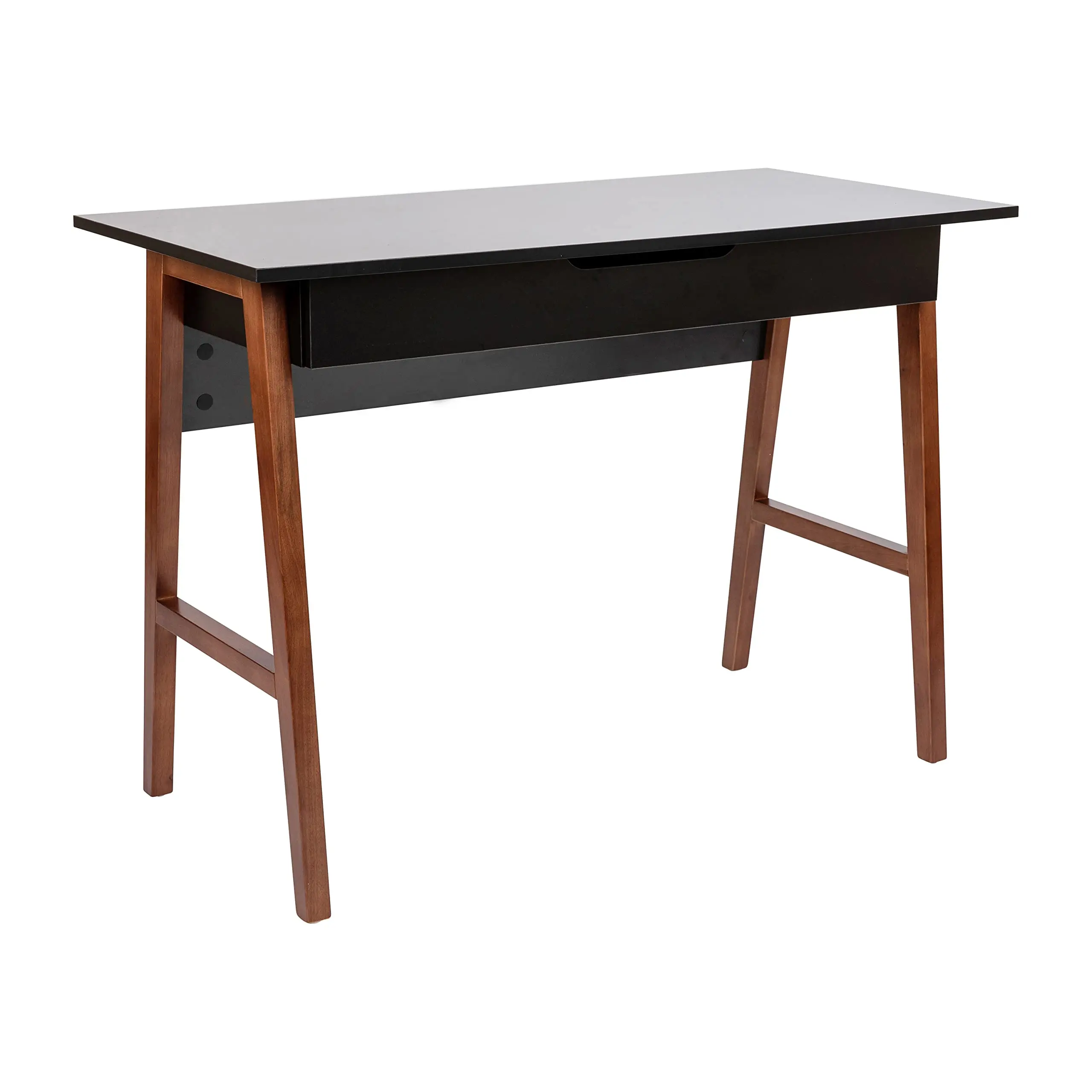 Modern Black Computer Desk With Storage Drawer 42 Inch Writing Desk For Home Office