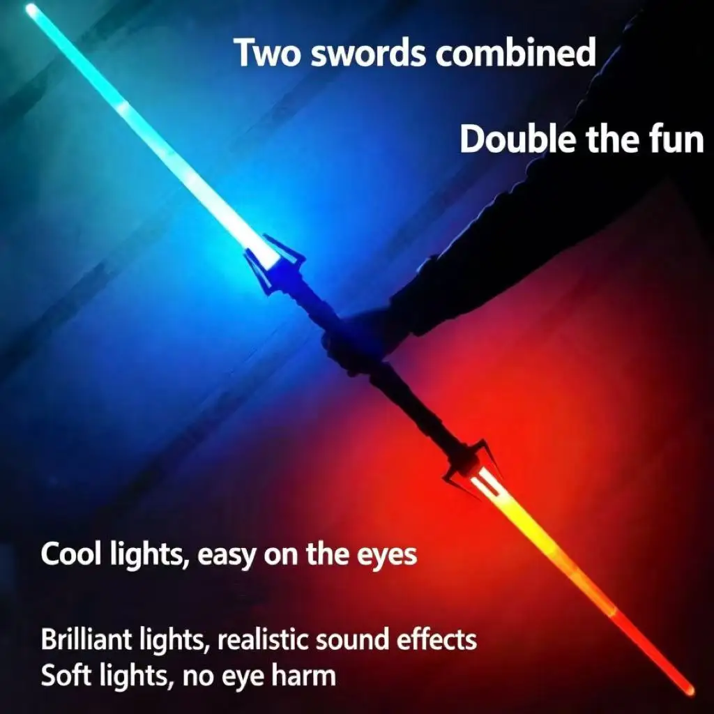 

Laser Saber 2-in-1 Glow Fighting Sound Effect Colorful Seven Color Flash Stick Kids Toy [2 Pieces]