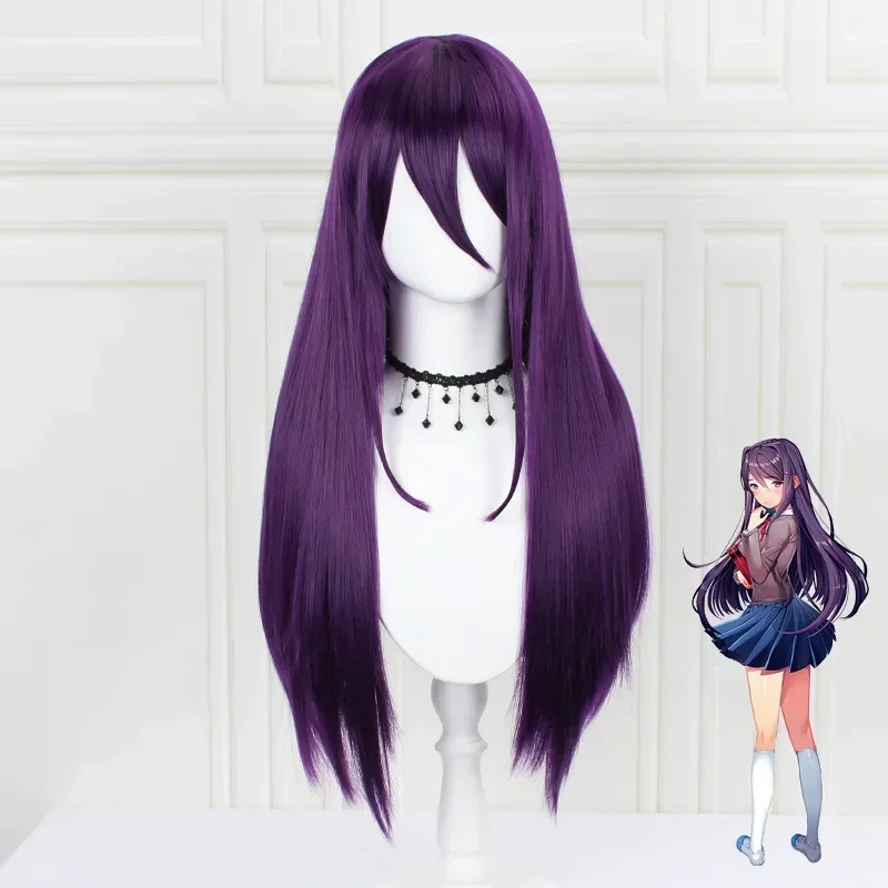 Peluca cosplay de anime Doki Doki Literature Club Yuri, Monika, Natsuki, Sayori, larga y lacia, sintética, para mujer