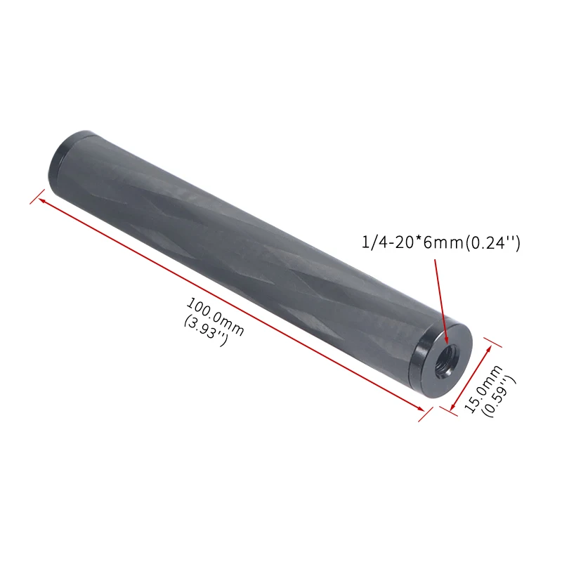 15mm Kohle faser stange mit zwei 1/4-20*6mm Gewinde für DSLR-Kamera folgen Fokus System Kamera Schienen stange schwarz 1/4mm – Detail 1