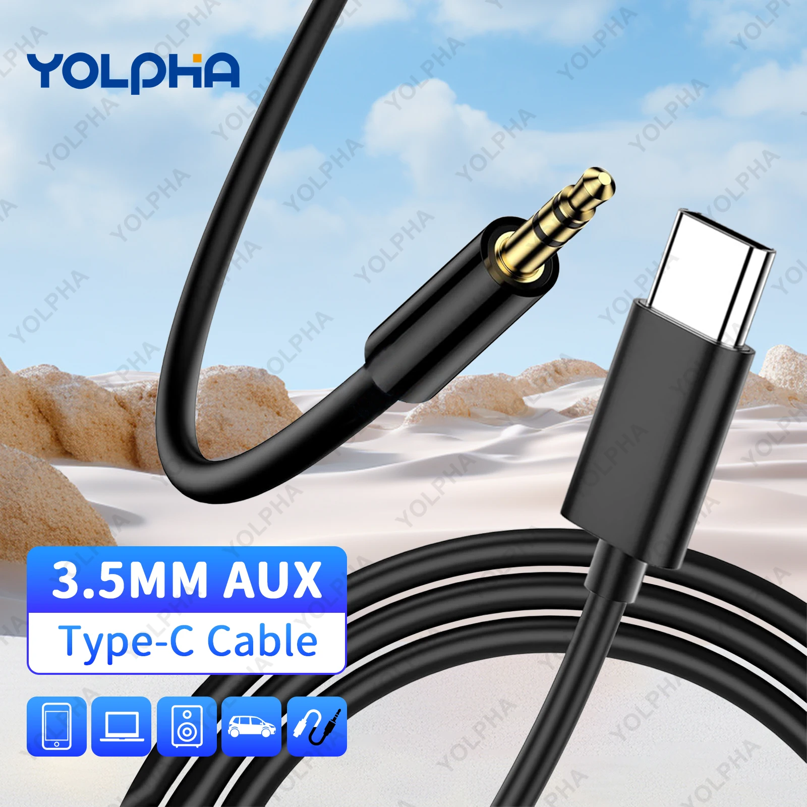 USB C to 3.5mm Audio Auxiliary Jack Cable for iPhone 15TYPEC Type to 3.5mm Car Stereo Headphone Cable for iPhone16 SamsungHuawei