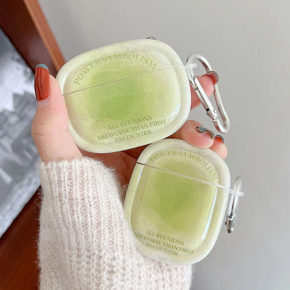 Gradient Xanh Hào Quang Dành Cho Tai Nghe AirPods Pro 2 Đáng Yêu Dành Cho Không Khí Quả 2 3 Cao Cấp Thế Hệ Mới Tròn Vỏ tai Nghe Chụp Tai Phụ Kiện