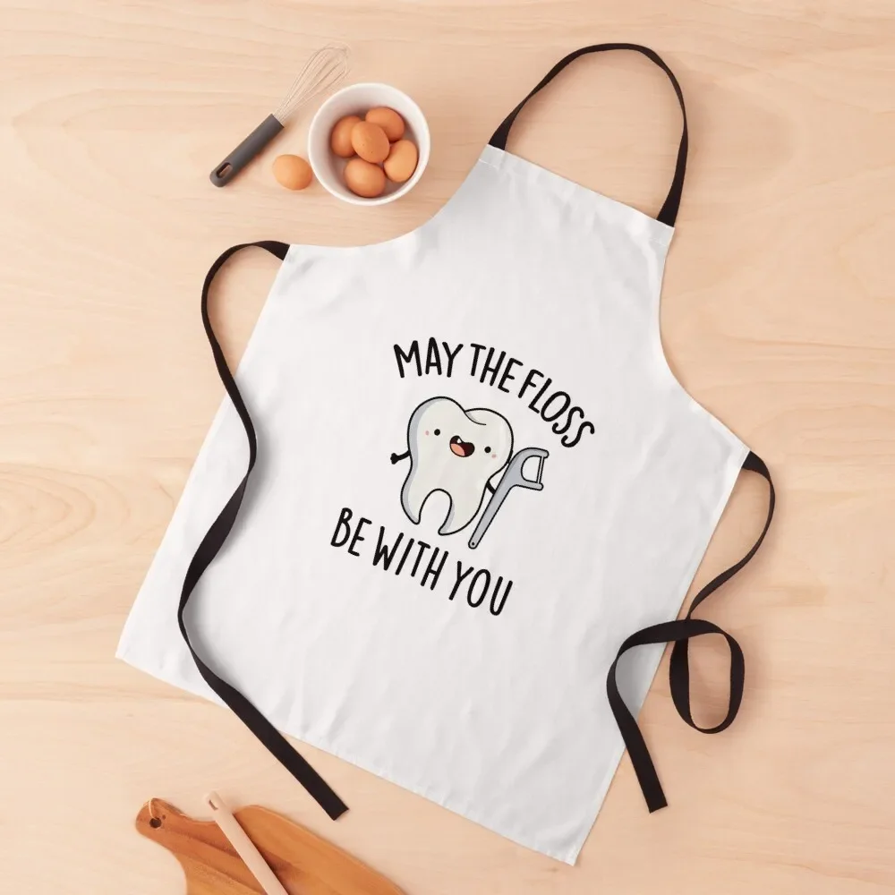 

May The Floss Be With You Cute Tooth Pun Apron Kitchen Utensils Men'ss Apron