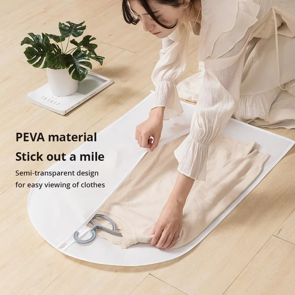 Clothes Dustproof Bag Household Transparent Waterproof Coat Suit Cover Washable Hanging Pocket Clothing Organizer