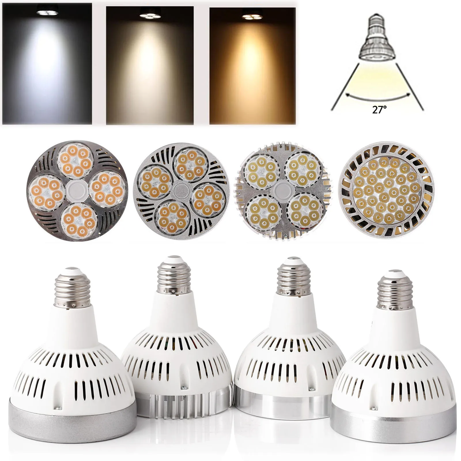 

10PCS PAR30 E27 35W 45W Track Light Spotlight Bulbs Cold Warm Neutral 2800k 4500K 6000K Lamps For Clothes Shop Store Decoration