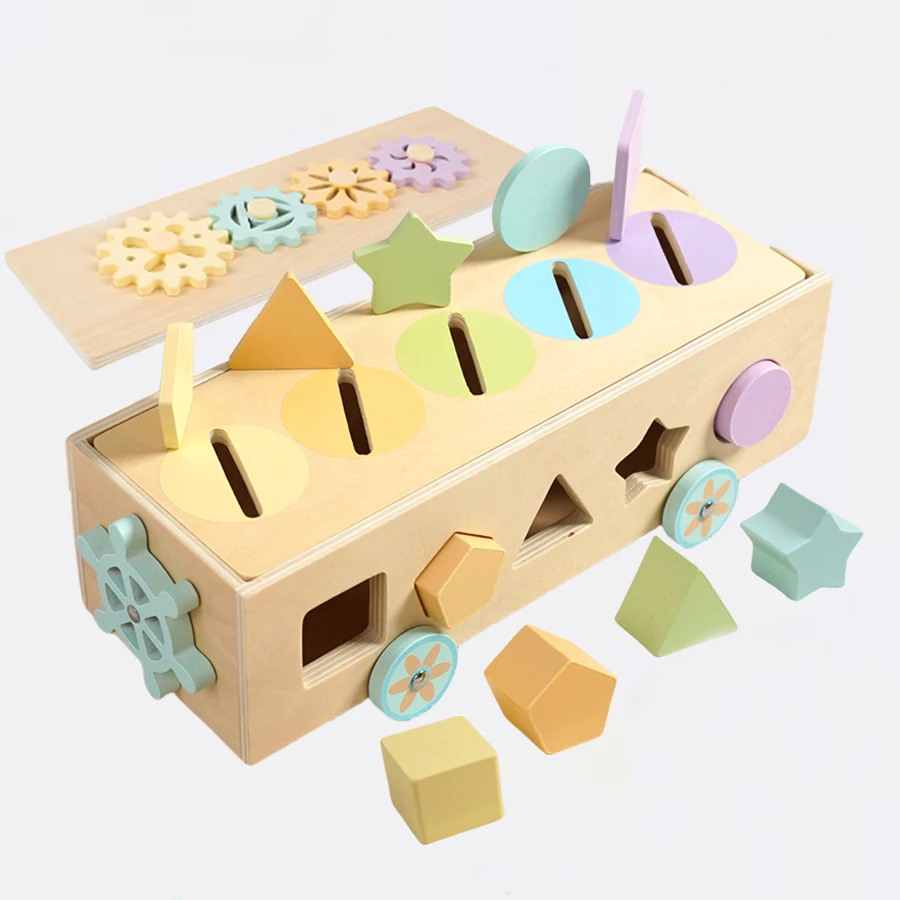 Wooden Sorting Toy Montessori Shape Sorter Color Matching Box Game Early Educational Learning Sensory Toy for Preschool Toddlers
