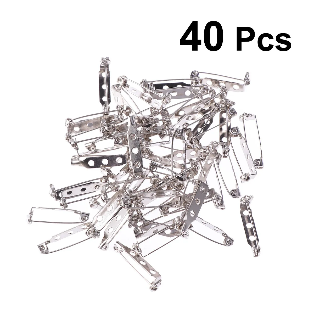 

40Pcs Safety Pins Set Heavy Duty Nickel Plated Brooch Base Pins for Hats Shirts Blankets Scarves Craft DIY Jewelry