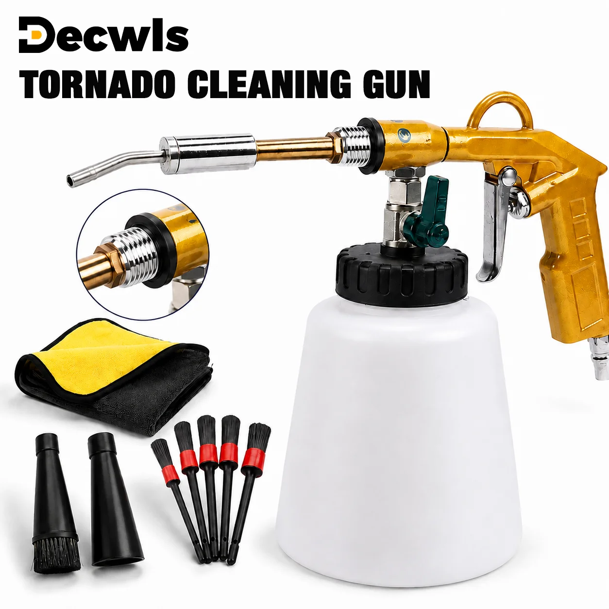 Professionelle Tornado-Reinigungspistole, Hochdruck-Sprühgerät, Autoinnenreinigungsgerät, EU-Reinigungsspritzpistole, Tiefenreinigung, mit Reinigungsbürste – Detail 1