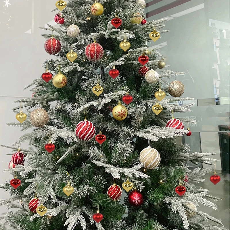 12 pezzi di plastica cuore palla di Natale ornamento decorazioni per l\'albero di Natale ciondolo appeso per la casa decorazioni per feste di