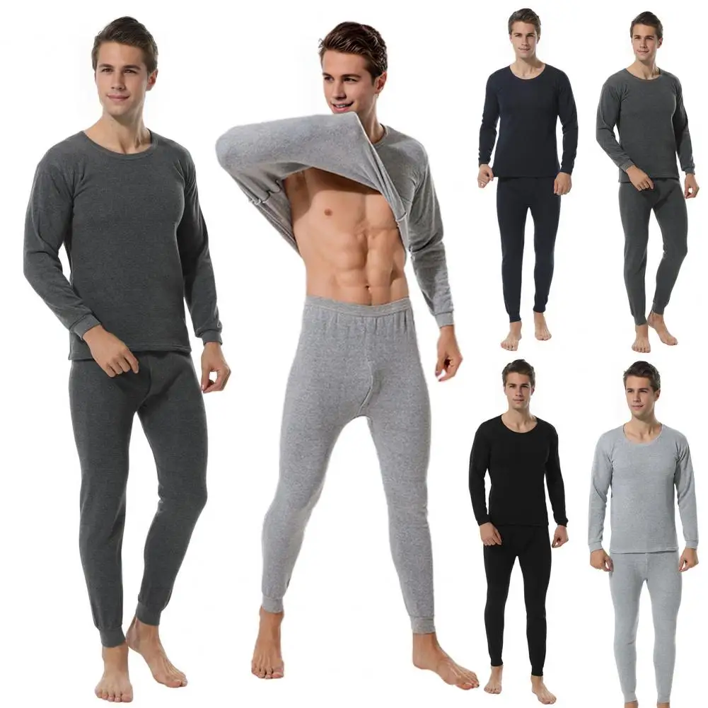 

Winter Warm Fleece Lined Thermal Underwear for Men Top & Bottom Set Men's Long Johns Set Men's Thermal Underwear Set