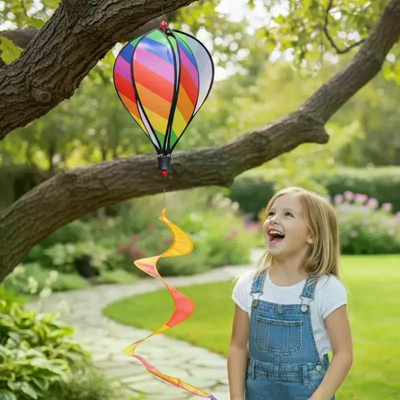 Hot Air Balloon Wind Spinner Rainbow Hanging Wind Twister Outdoor Windmill Garden Yard Home Festival Celebration Balloon
