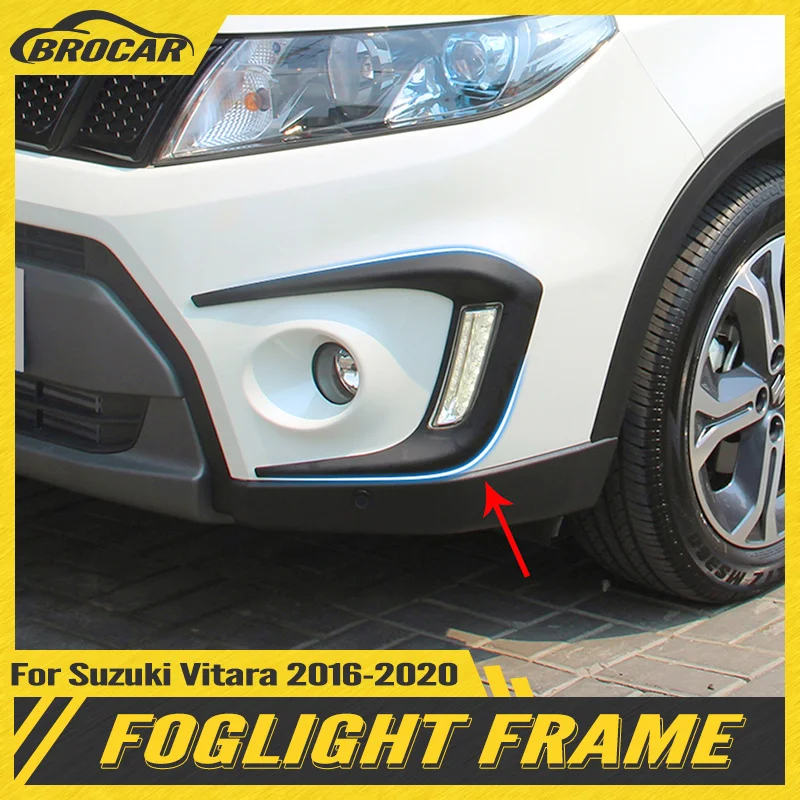 Fit For Suzuki Vitara 2016-2020 ABS Material Foglight Lamp Frame Trim Car Head Front Grill Cover Matte Gloss Black Car Styling