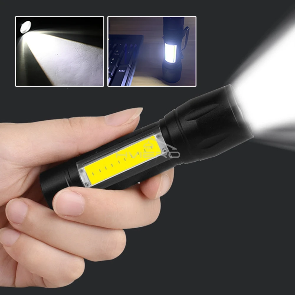 Flashlight Battery Charge Mini Led 3W Focus Adjustable Side Lamp Convenient Waterproof T6 Light Ultra Bright For Camping Hiking