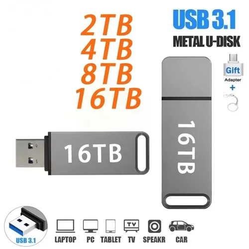 Imagen 2 del producto Unidad flash USB 3,2 original de 16TB, unidad flash de alta velocidad tipo C, memoria USB de Metal para dispositivos de almacenamiento de ordenador
