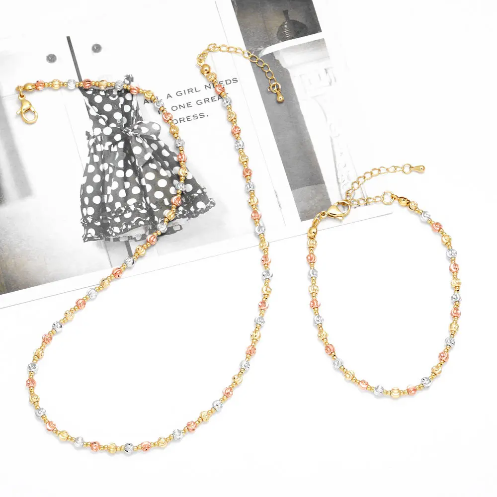 

Cross-border colorful beaded necklace copper plated 18k gold hip-hop clavicle chain nk