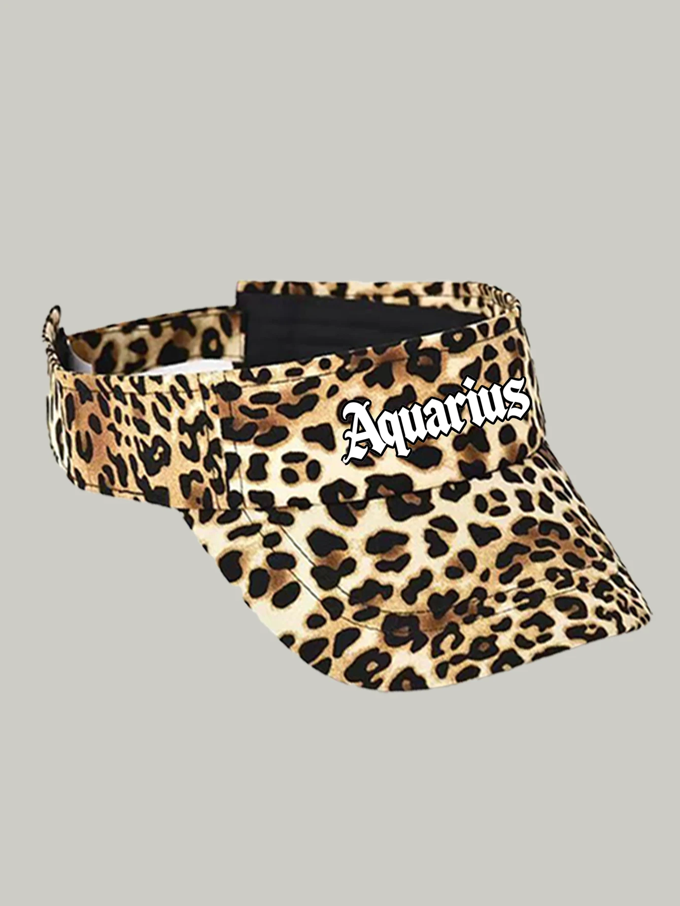 Leopard Print 12 Zodiac Signs Visor Hat,Print Sun Visor, Adjustable Empty‑Top Cap, Women Outdoor Sports Summer Beach Sun Hat
