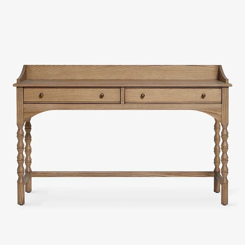 C6.19   Solid Wood Chest of Drawers Vintage Style Bedroom Storage Cabinet Retro Dressing Table Drawer Organizer