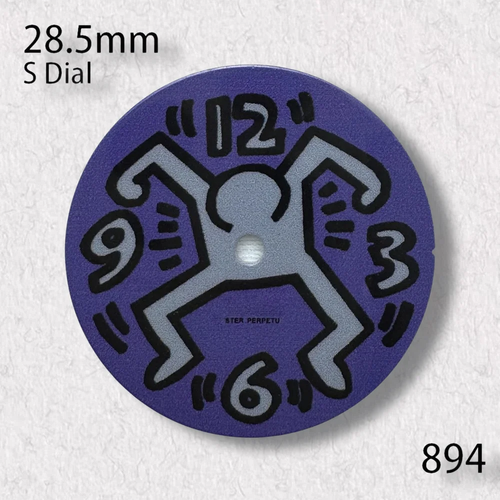 High-Quality  28.5mm S Logo Vitreous Enamel Anime Cartoon Dial NH35 NH36 Movement 3/3.8/4.2 o'clock Watch Modification Accessori