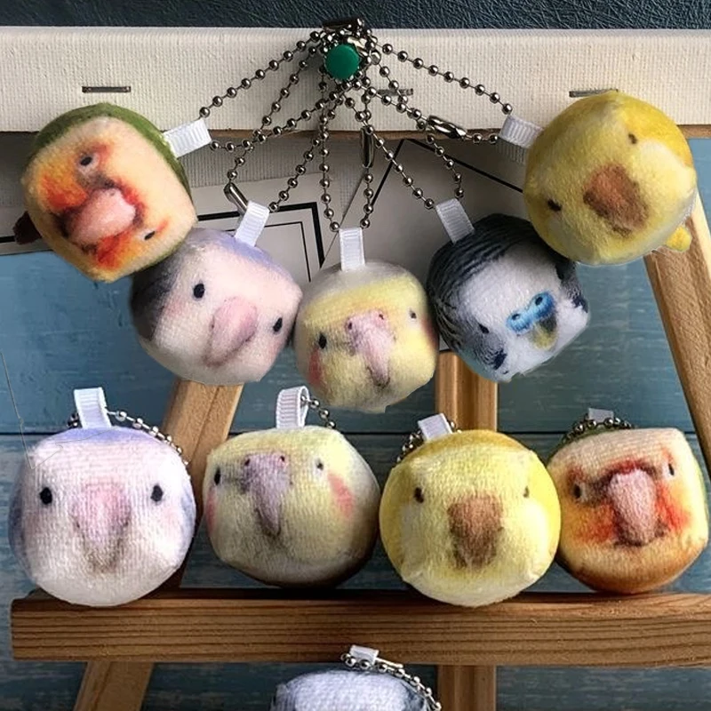 Kawaii Soft Stuffed Plush Parrot Keychain Cute Square Parrot Bag Charm Pendant Backpack Hanging Keyring Gift for Friend Couple