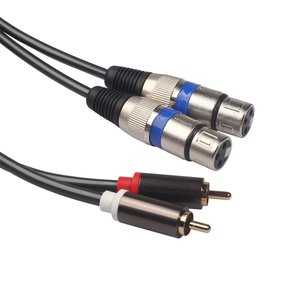 2RCA Jack Male to Dual XLR Female Cable OFC AUX Audio Cable Shileded For Amplifier Mixer Speakers 1.5m