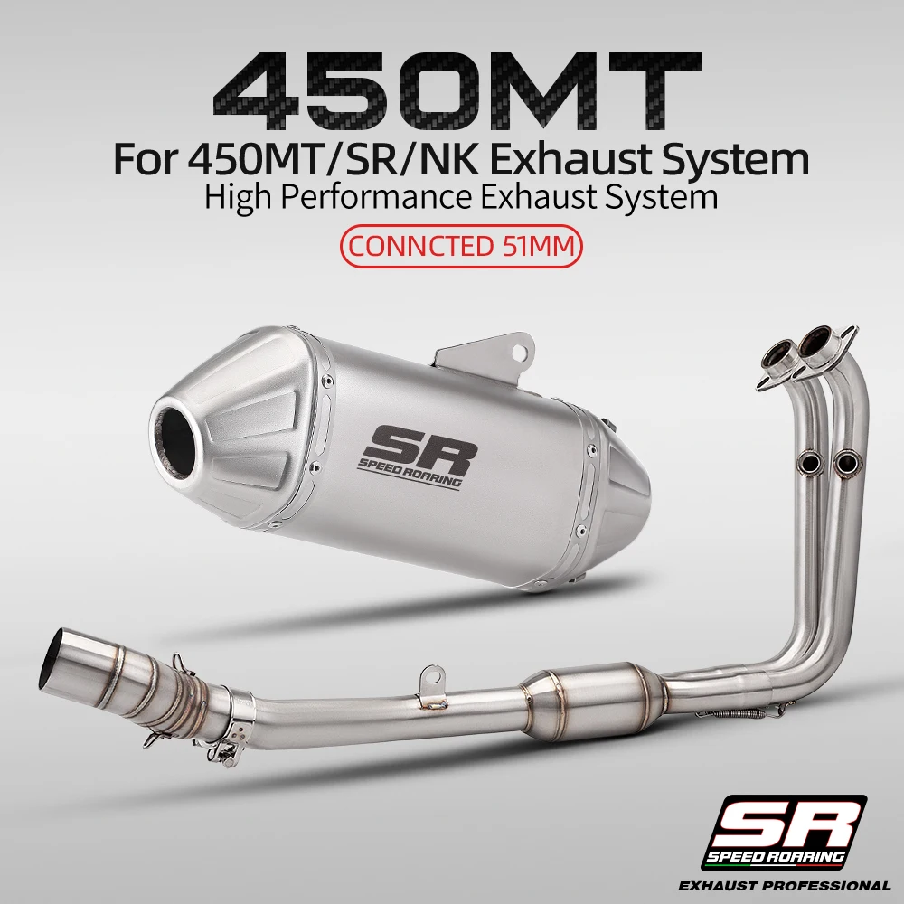 For 450MT 450SR 450NK T148 Style Exhaust Full System Front Mid Tail Section Set Stainless Steel Accessories