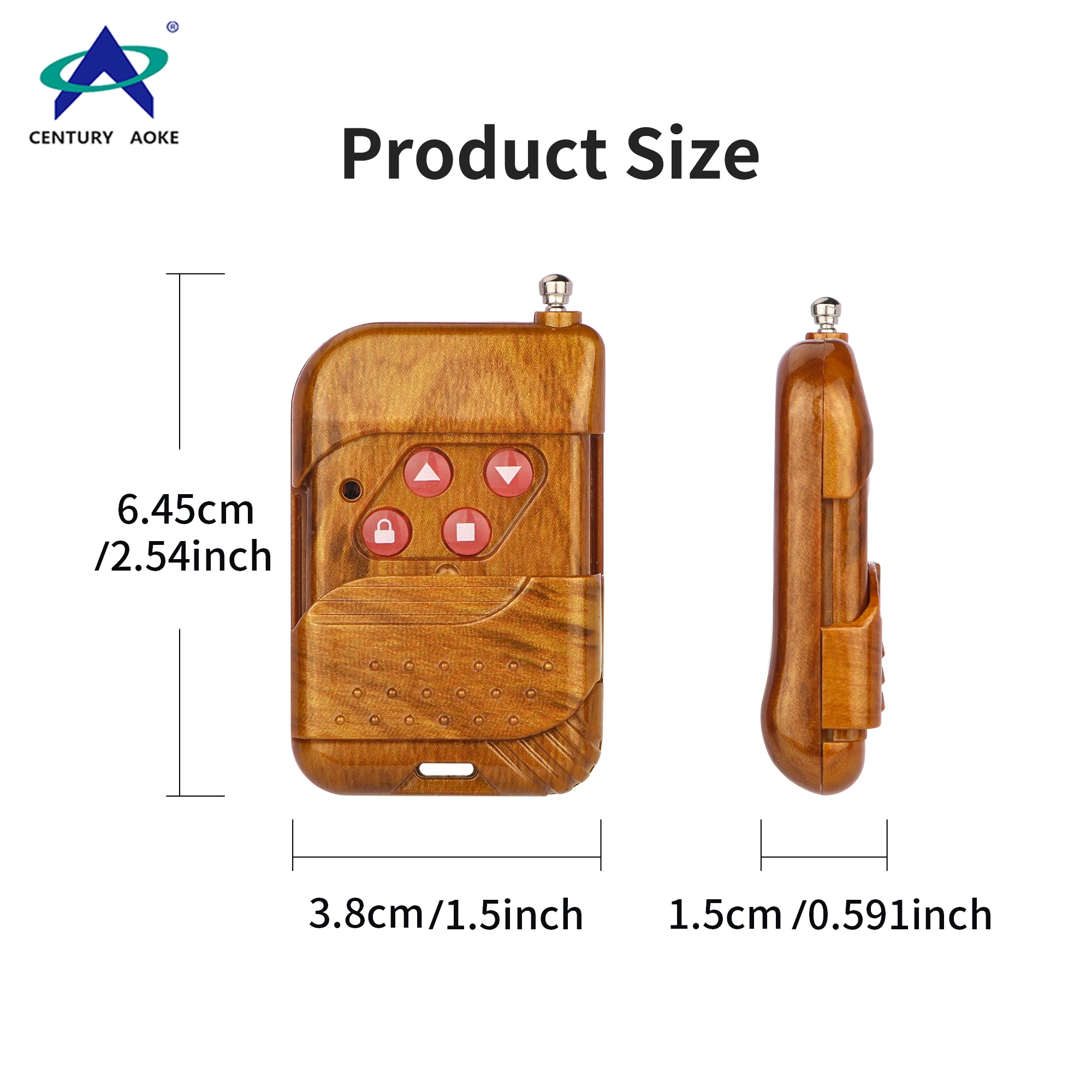4 Button Wood-Style Remote Control 300-915MHz Multi Frequency Copy Transmitter 433MHz for Garage Door Gate and Light Control