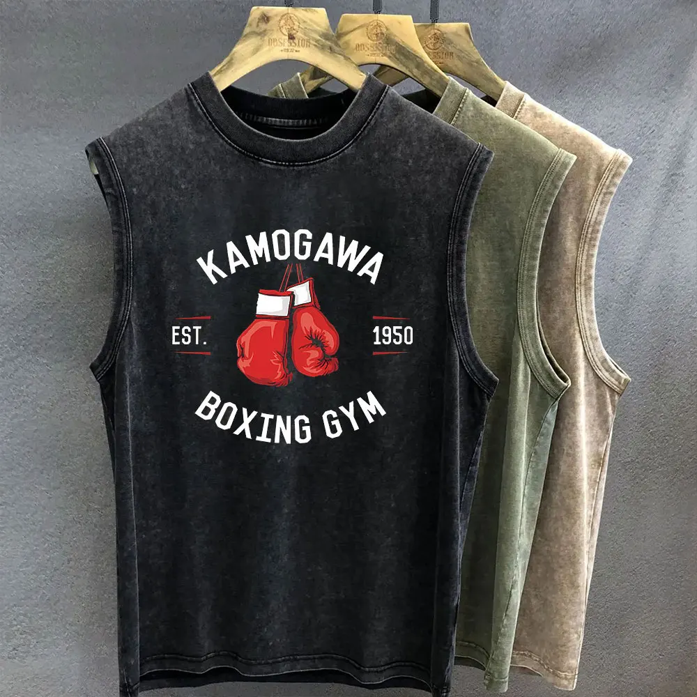 Nieuwe Heren Tank Top Anime Hajime Geen Ippo Grafische T-shirt Print Oversized Gym Kleding Vintage Wassen Mouwloos Vest Dames Y2k