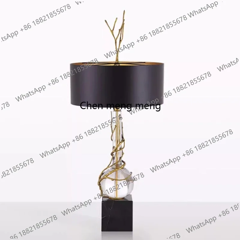 

Настольная лампа F181 в американском минималистском стиле, полностью медная, с кристаллами и мрамором, для гостиной, спальни, отеля, роскошная настольная лампа.