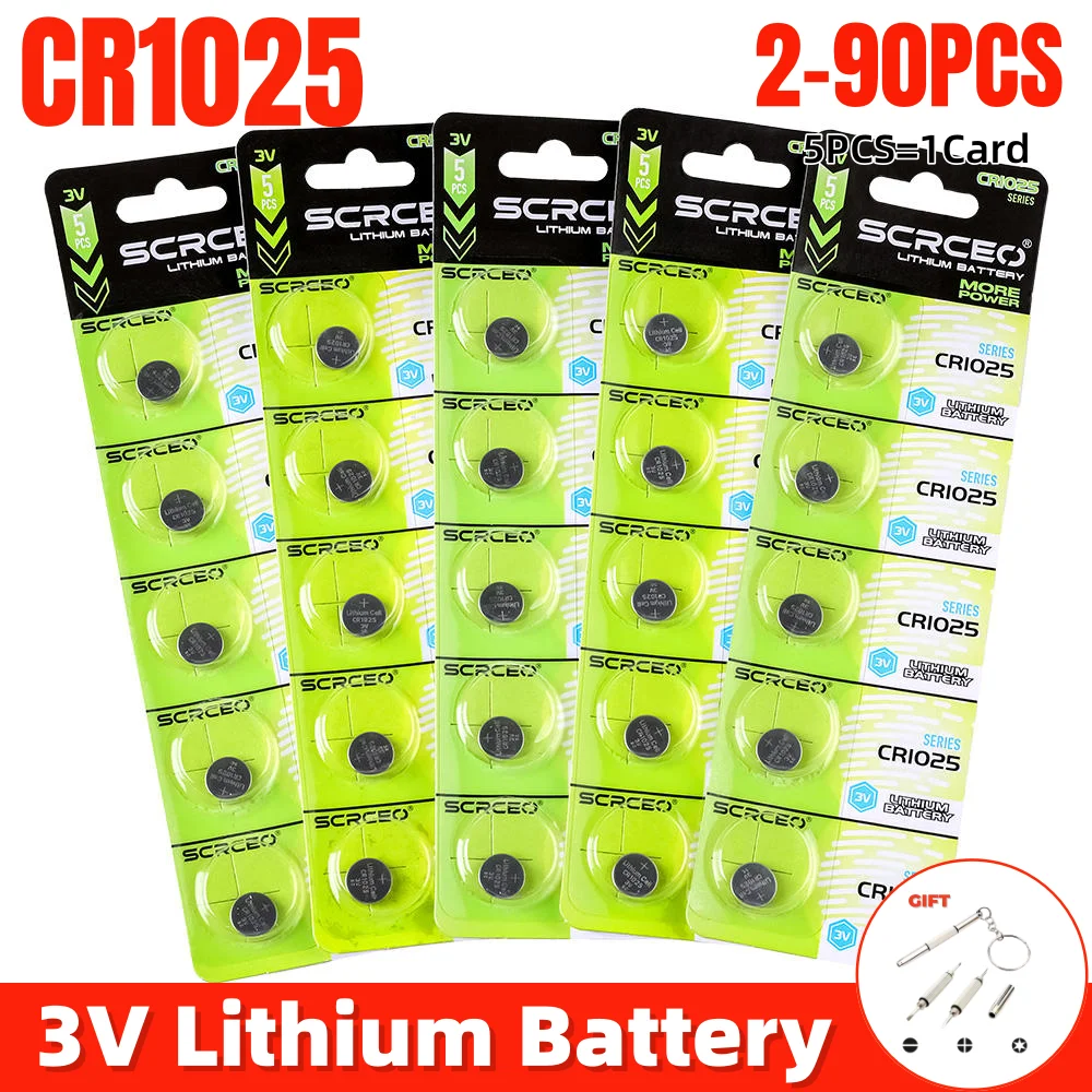 2-90PCS CR1025 Lithium Batteries Reliable Power Sources CR1025 Battery For Hearing Aids Cameras Remote Controls Electronics