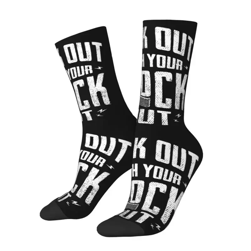 Fun Print Rock Out With Your Out Socks for Women Men Stretch Summer Autumn Winter USA Handgun Pistol Crew Socks