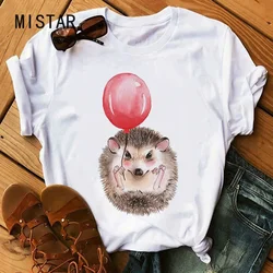 Hedgehog CuteT-shirt Small Hedgehog Cute Europe United States Bottom Round Neck Shoulder T-shirt Oversized T Shirt Tee