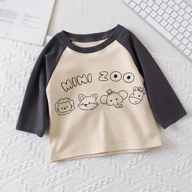 Spring Autumn Children's T-Shirt Boys Girls Long-Sleeved Tops  Cartoon Bottoming Shirt Baby Kids Clothing 0-5 Years