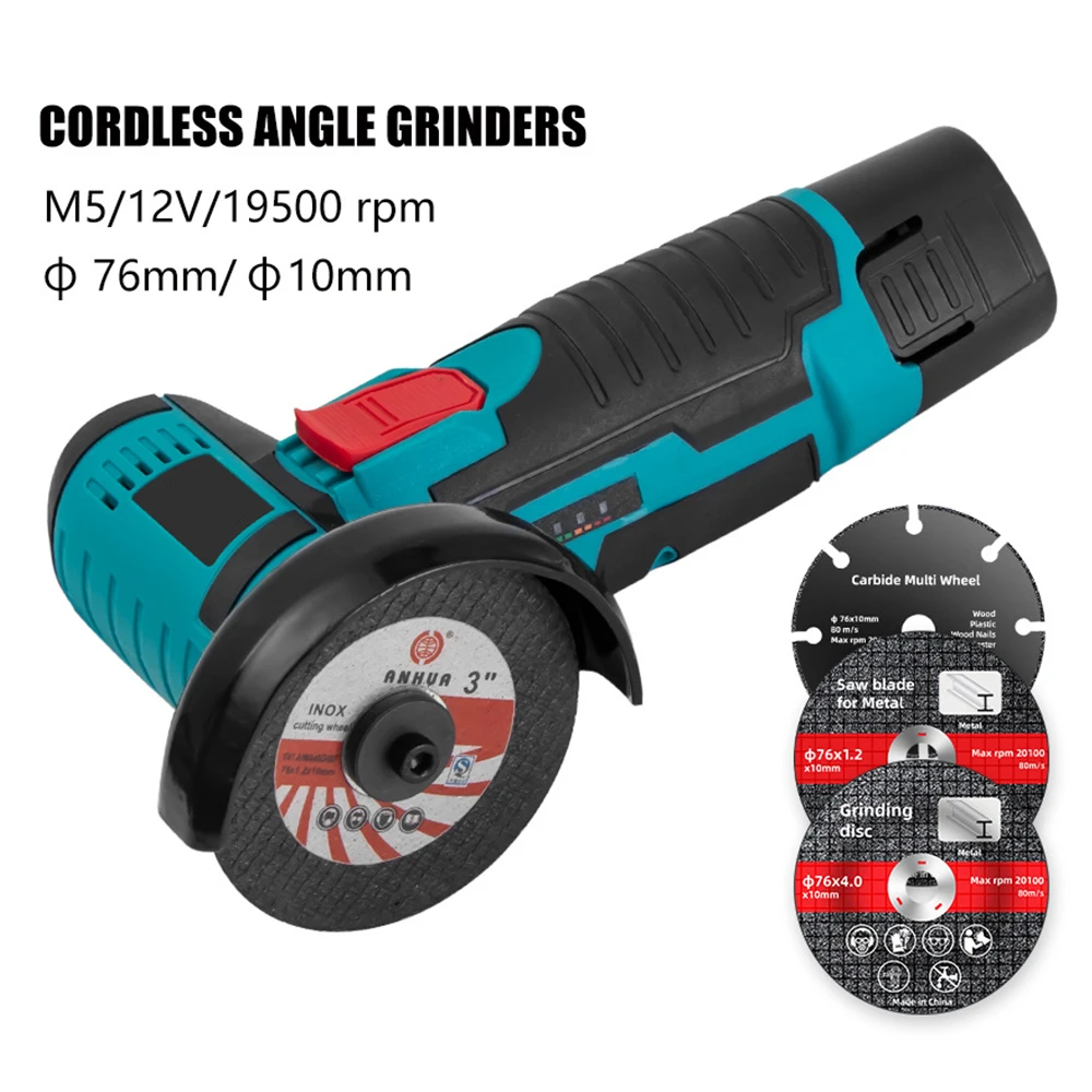 12V Mini Angle Grinder Rechargeable Grinding Tool Polishing Grinding Machine For Cutting Diamond Cordless Power Tools