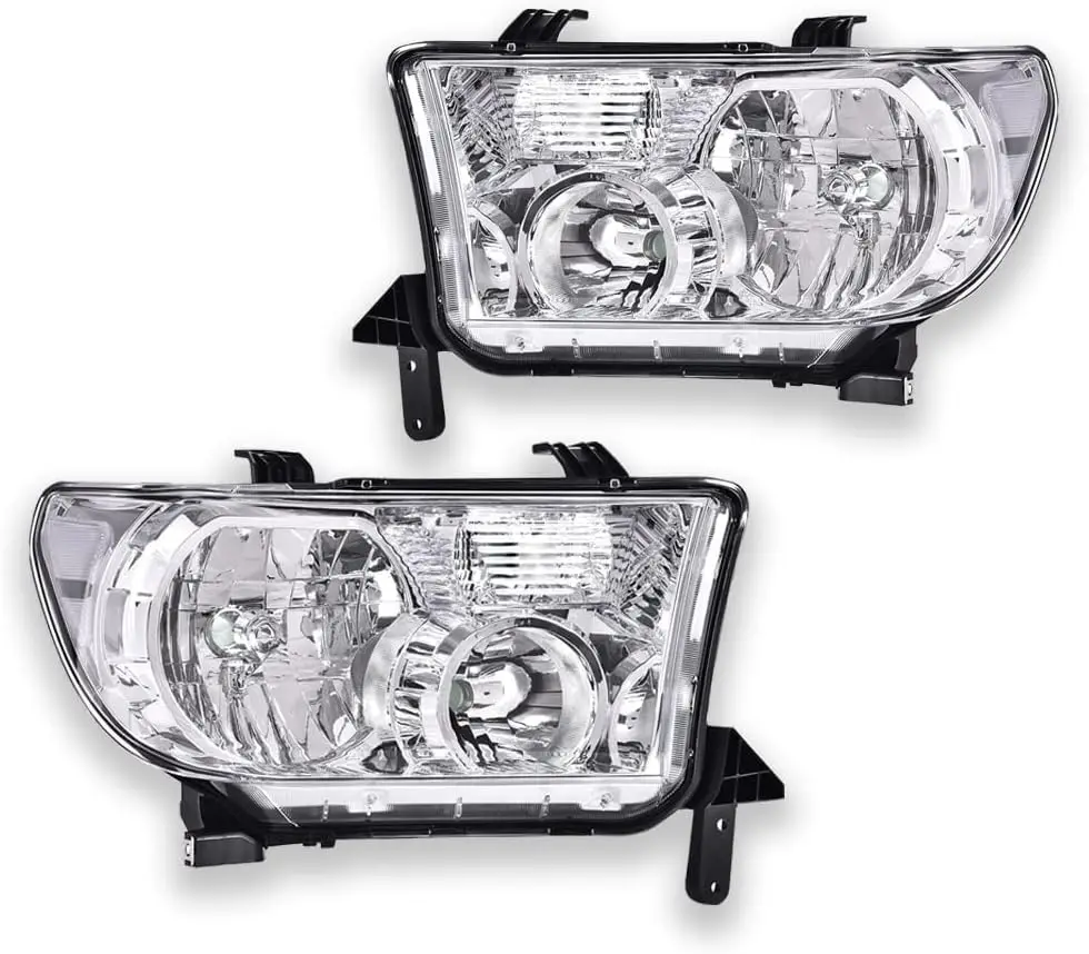 

Headlights Assembly, Compatible with 2007-2013 Toyota Tundra /2008-2017 Sequoia bumper Headlamp, Clear lens Chrome Housing Clear
