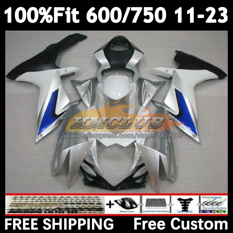 Body For SUZUKI GSXR 600 750 2011 2012 2013 2014 2015 2016 silvery white 16No.8 K11 GSXR600 GSXR750 11 12 13 14 15 16 17 Fairing