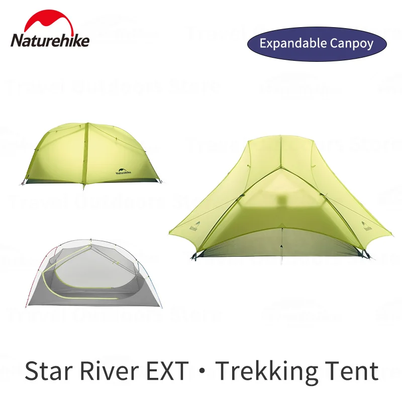 

Naturehike Star River EXT Трекинговая палатка для 2 человек 20D нейлоновые сверхлегкие палатки для кемпинга на открытом воздухе Профессиональная 3-сезонная палатка с навесом