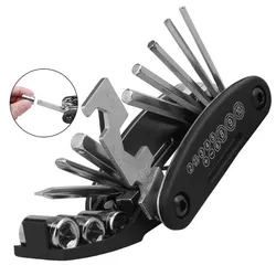 Bike Repair Tool Kits 16 in 1 Bicycle Multitool with Bike Tire Levers Hex Spoke Wrench Folding Metric Repair Tool Set