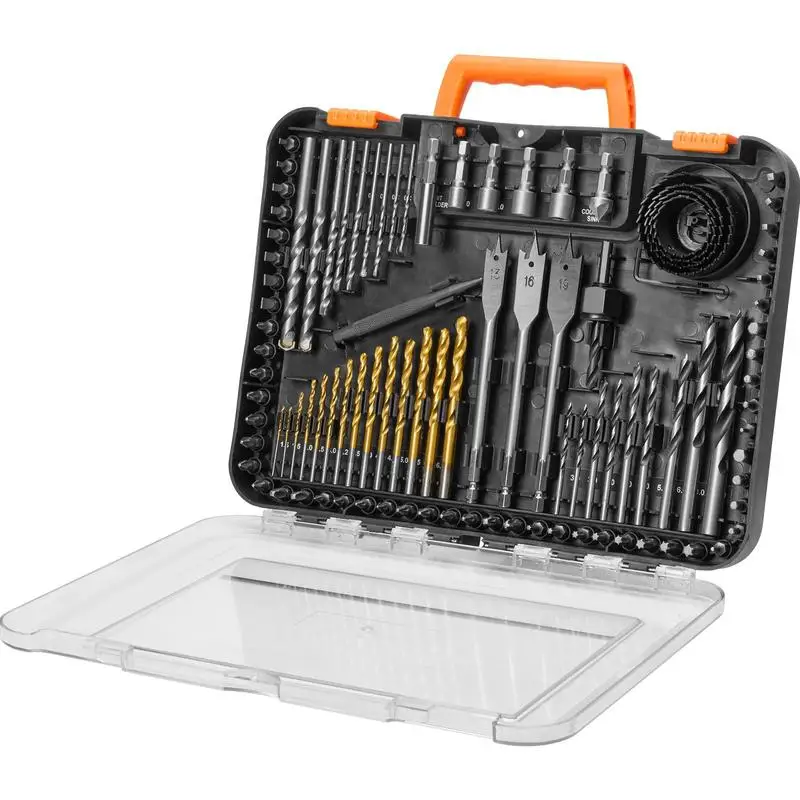 Bohrer- und Schraubendreher-Bit-Set, 100-teilig, geeignet zum Bohren und Schrauben in Holz, Metall und Zement, kombiniertes Bohrer-Set sortiert in einem organisierten Tragekoffer.