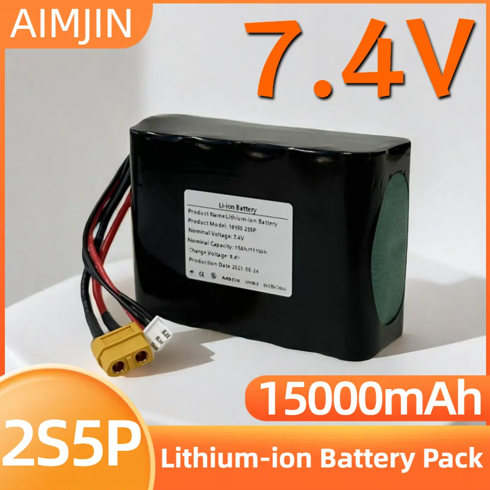 

18650 2S5P 7.4V 15Ah Rechargeable Lithium Ion Battery Pack XT60 XH2.54-3P Plug，For Various RC Airplane Quadrotor