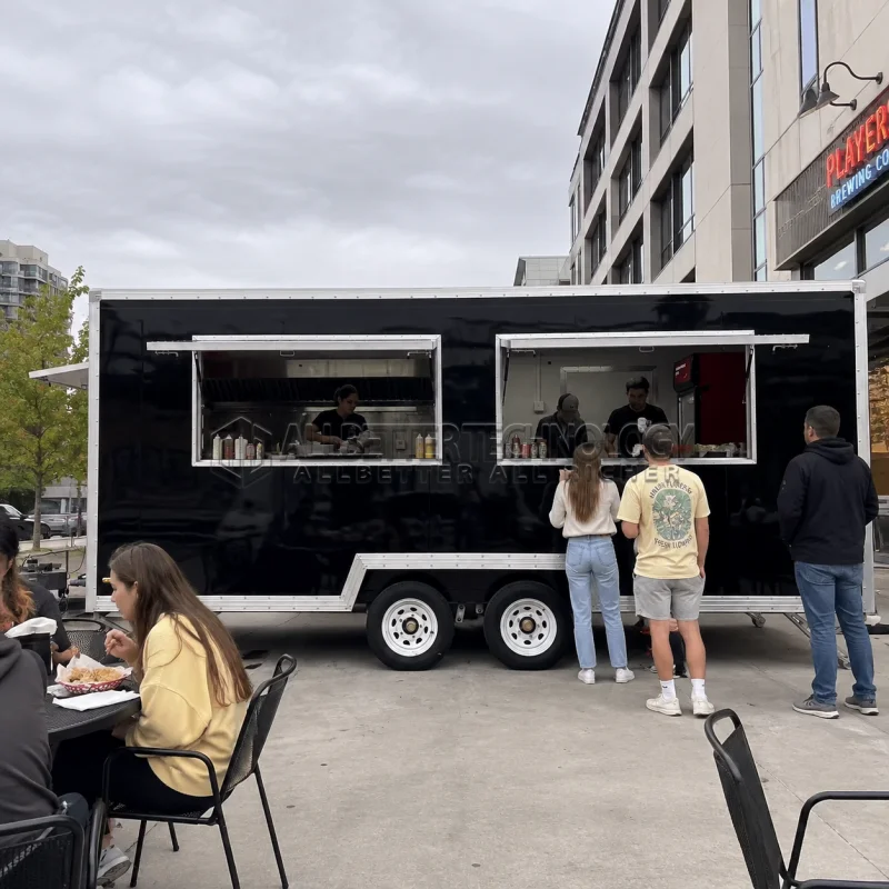 Allbetter Luxury Food Trailer Fully Equipped Mobile Kitchen Pizza Burger Taco Fries Hot Dog Ice Cream Coffee CE USA