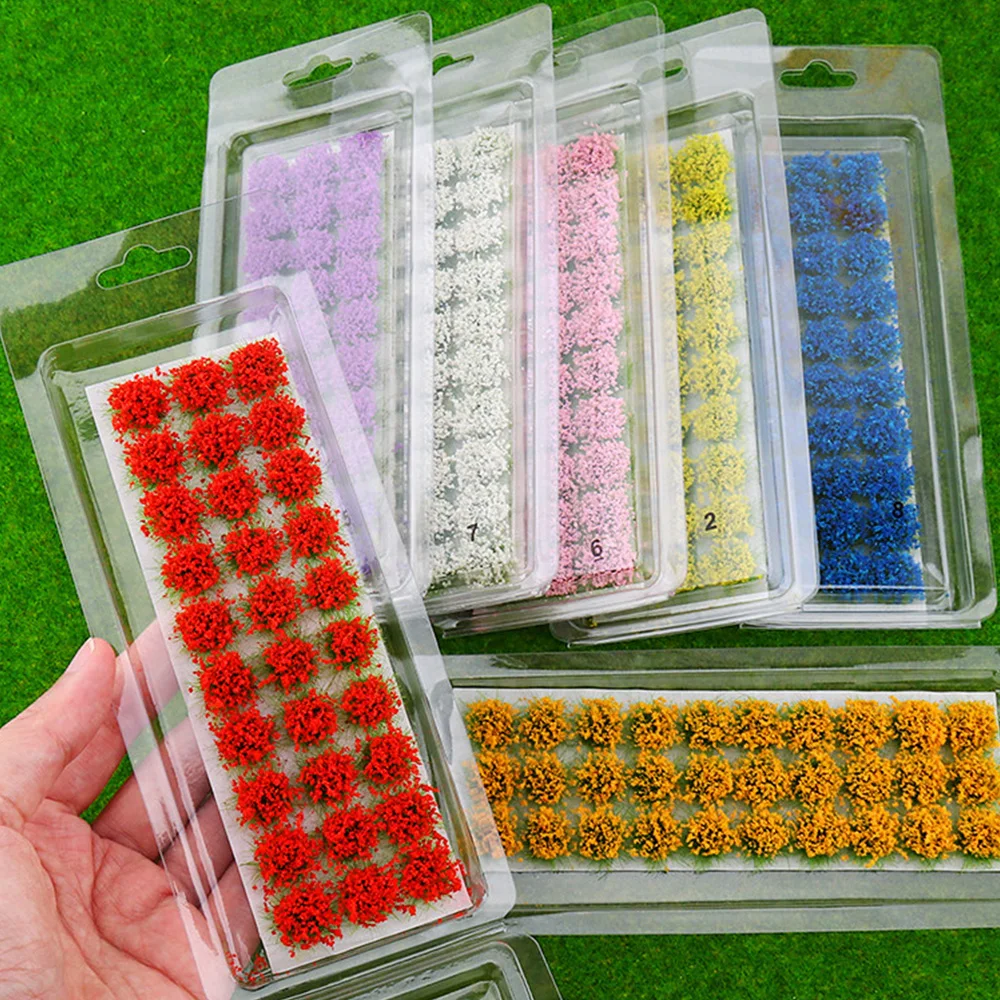 30Pcs/box Mutlicolor Simulation Flower Cluster Model Kits DIY Making Materials for Sand Table Scene Grass Bushes Plants Layout