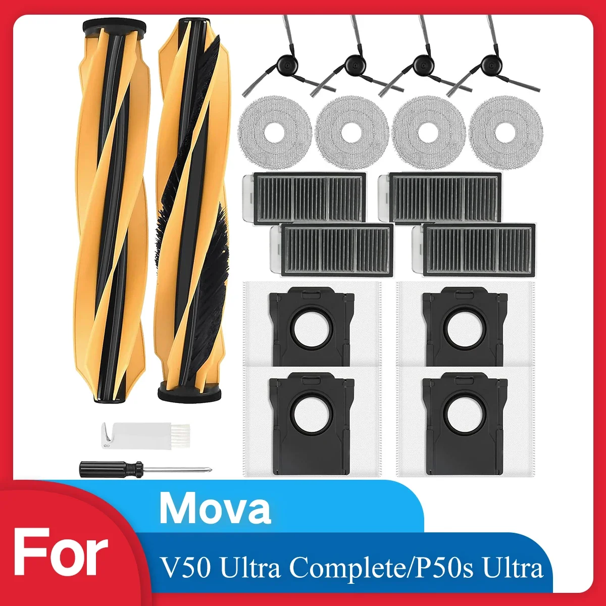 HOME TIMES Zubehör für Mova V50 Ultra Complete/P50s Ultra Roboterstaubsauger, 20-teilige Ersatzteile