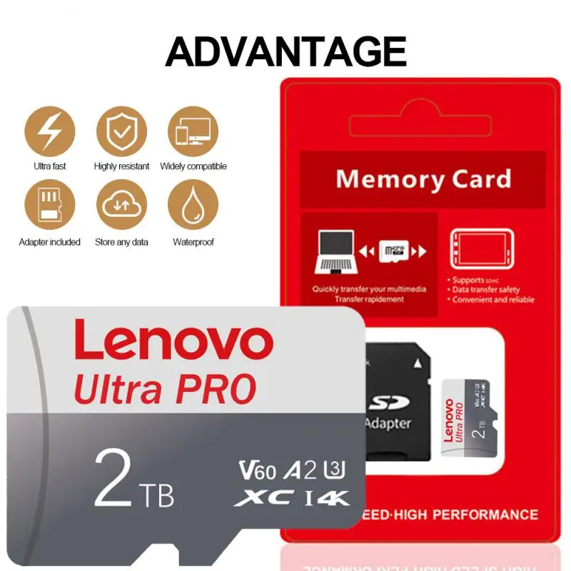 Scheda SD Lenovo Micro TF originale 512GB 256GB 128GB 64GB A2 C10 scheda TF scheda di memoria Flash Usb scheda SD da 100 mb/s con adattatore SD