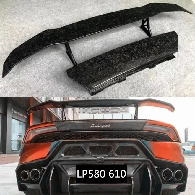 New！ Real Forge /Carbon Fiber Car Rear Wing Trunk Lip Spoiler For Lamborghini Huracan LP580 LP610 2014 2015 2016 2017 2018 2019