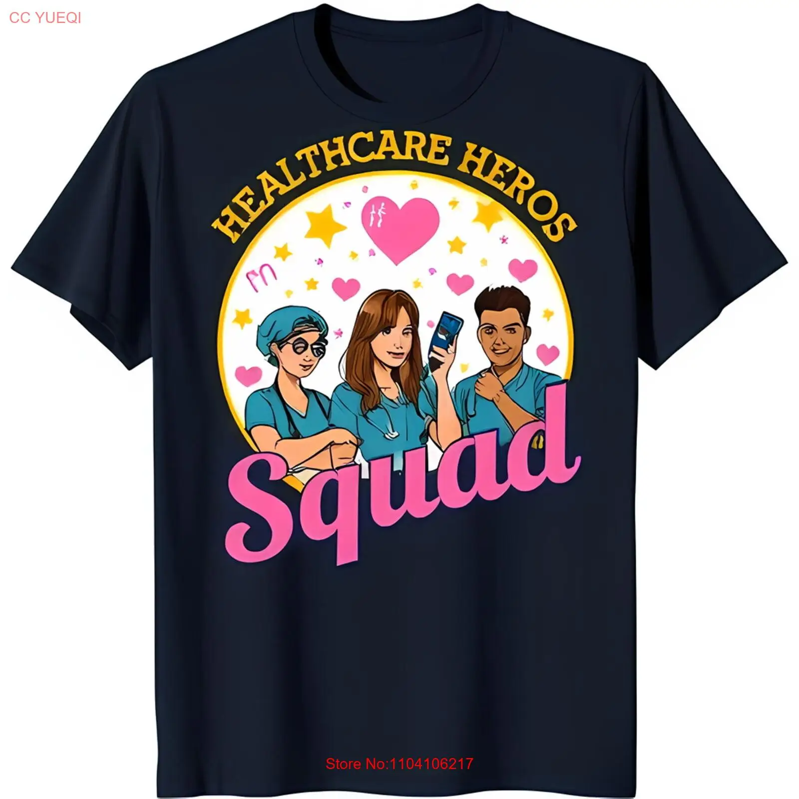 

Мягкая черная футболка с надировкой медицинской графики для медсестер и врачей