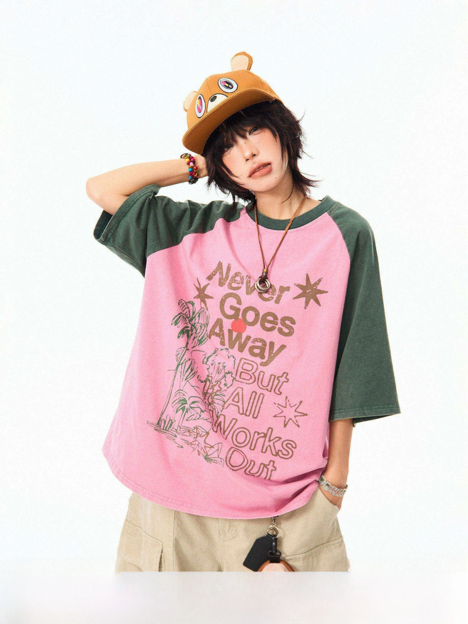 

Футболка MIKYO с принтом в американском стиле, свободного кроя, летняя, ретро, трендовая, женская