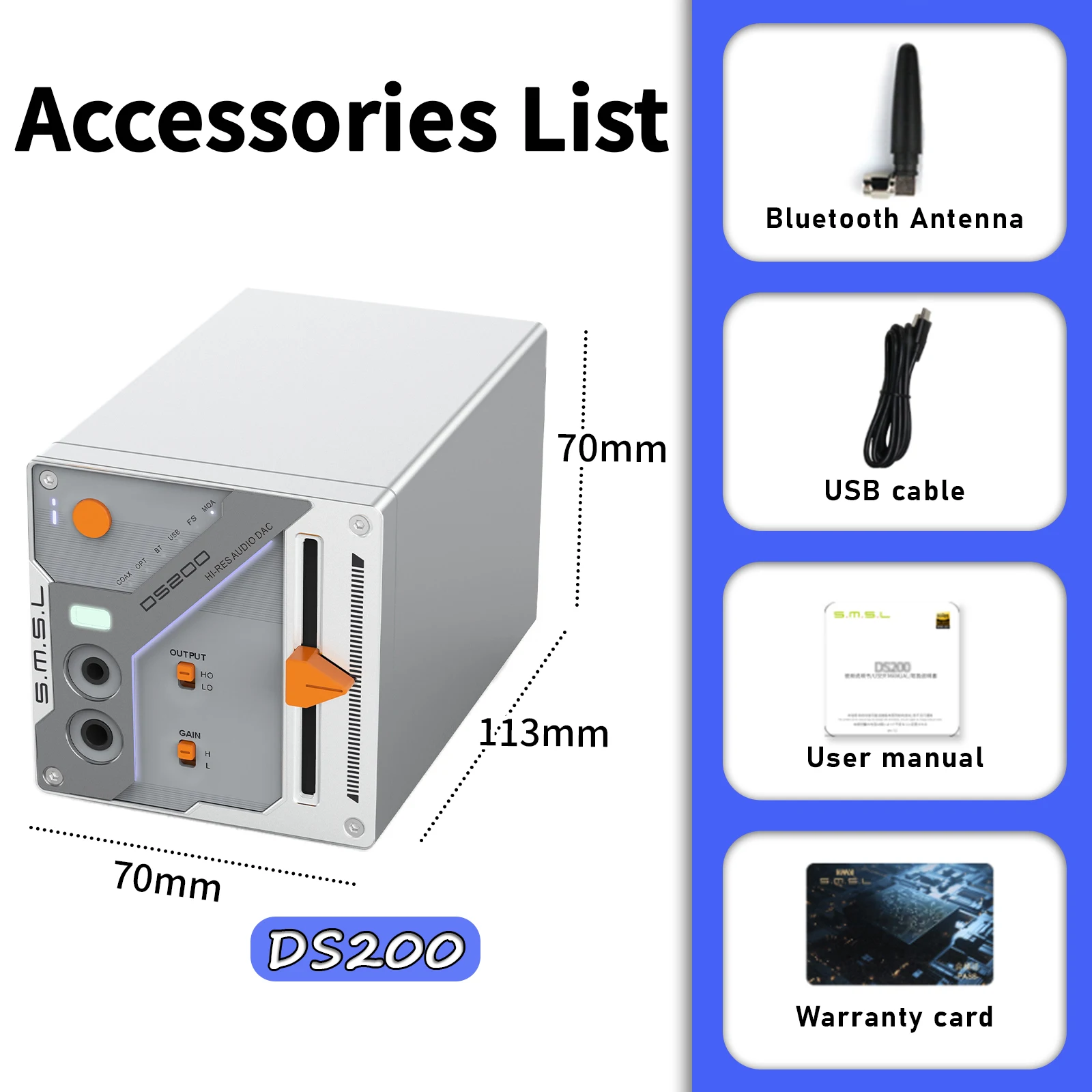 SMSL DS200 Hi-Res Audio Decoder CS43131x2 DAC Chip XU316 MQA USB Optische Coaxiale Bluetooth-ingang 3,5 mm 4,4 mm hoofdtelefoonversterker