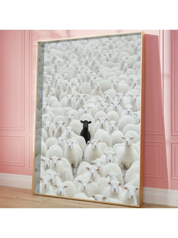 Affiche en toile de mouton noir, Style rétro classique Art déco, décor mural suspendu sans cadre, œuvre d'art peinte imprimée, décoration de maison, 1 pièce