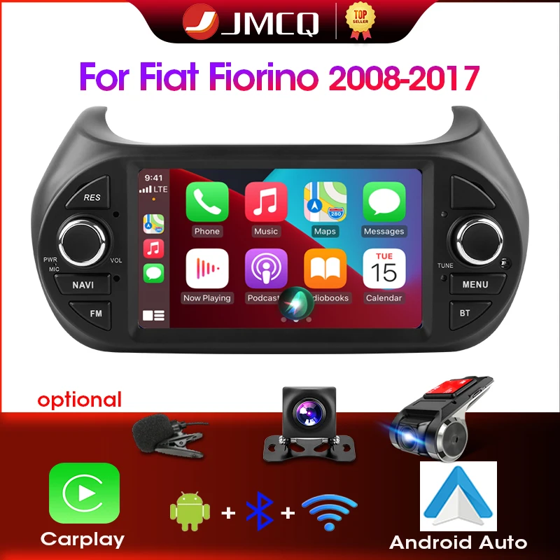 JMCQ 2 Din Android 12 Car Stereo Radio Multimedia For Fiat Fiorino Qubo Peugeot Bipper Citroen Nemo 2Din Navigation GPS Carplay