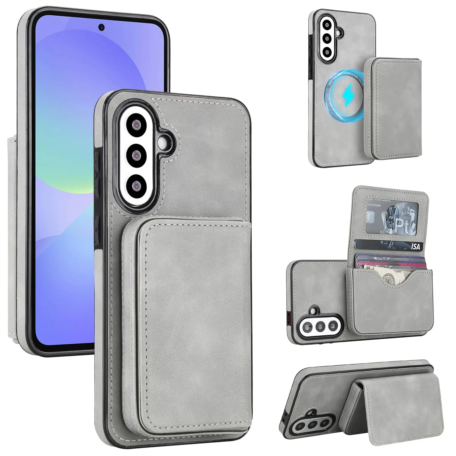 

Чехол-кошелек WEFOR для Samsung Galaxy A56 A36 A16 A55 A35 5G A15 A54 A14 A53 A13 с магнитным держателем для карт, 2 в 1, съемный чехол